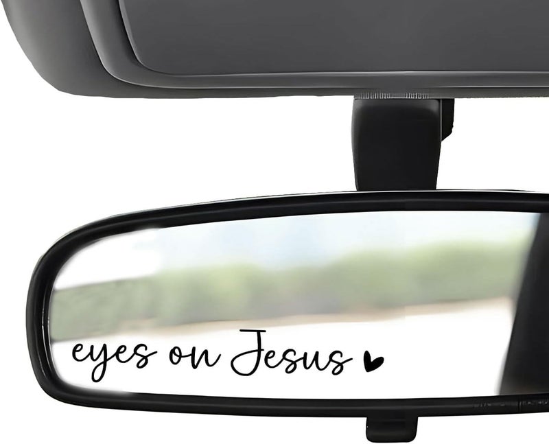 WCDHOR 2 x Eyes On Jesus Rearview Mirror Decal Water Bottle Stickers Affirmation Reminder Sticker Laptop Bumper Sticker Tumbler Vinyl Sticker Car Mirror Decal New Car Decor (Eyes On Jesus, Black) - Image 1